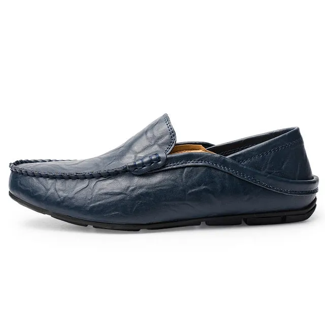JKPUDUN Italian Mens Shoes Casual Luxury Brand Winter Warm Men Loafers Genuine Leather Moccasins Breathable Slip on Boat Shoes