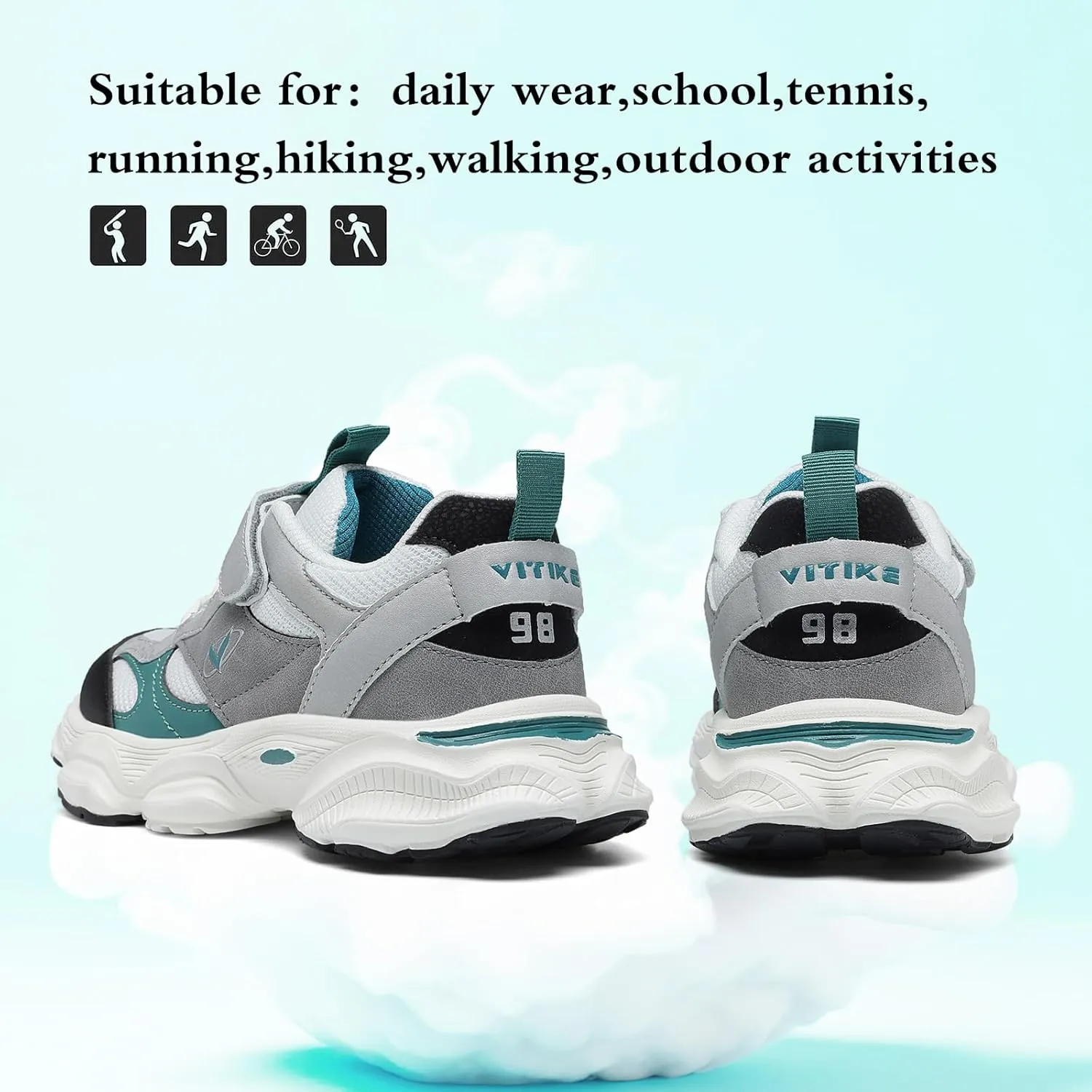 JMFCHI Kids Sneakers Boys Girls Tennis Running Shoes Outdoor Hiking Sneaker for Boys Athletic Breathable