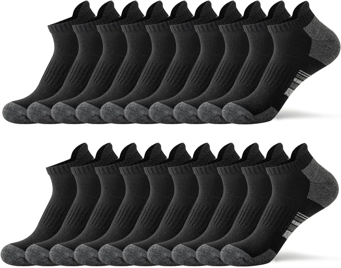 JOYNÉE 10 Pairs Mens athletic ankle socks running low cut socks for men with Tab