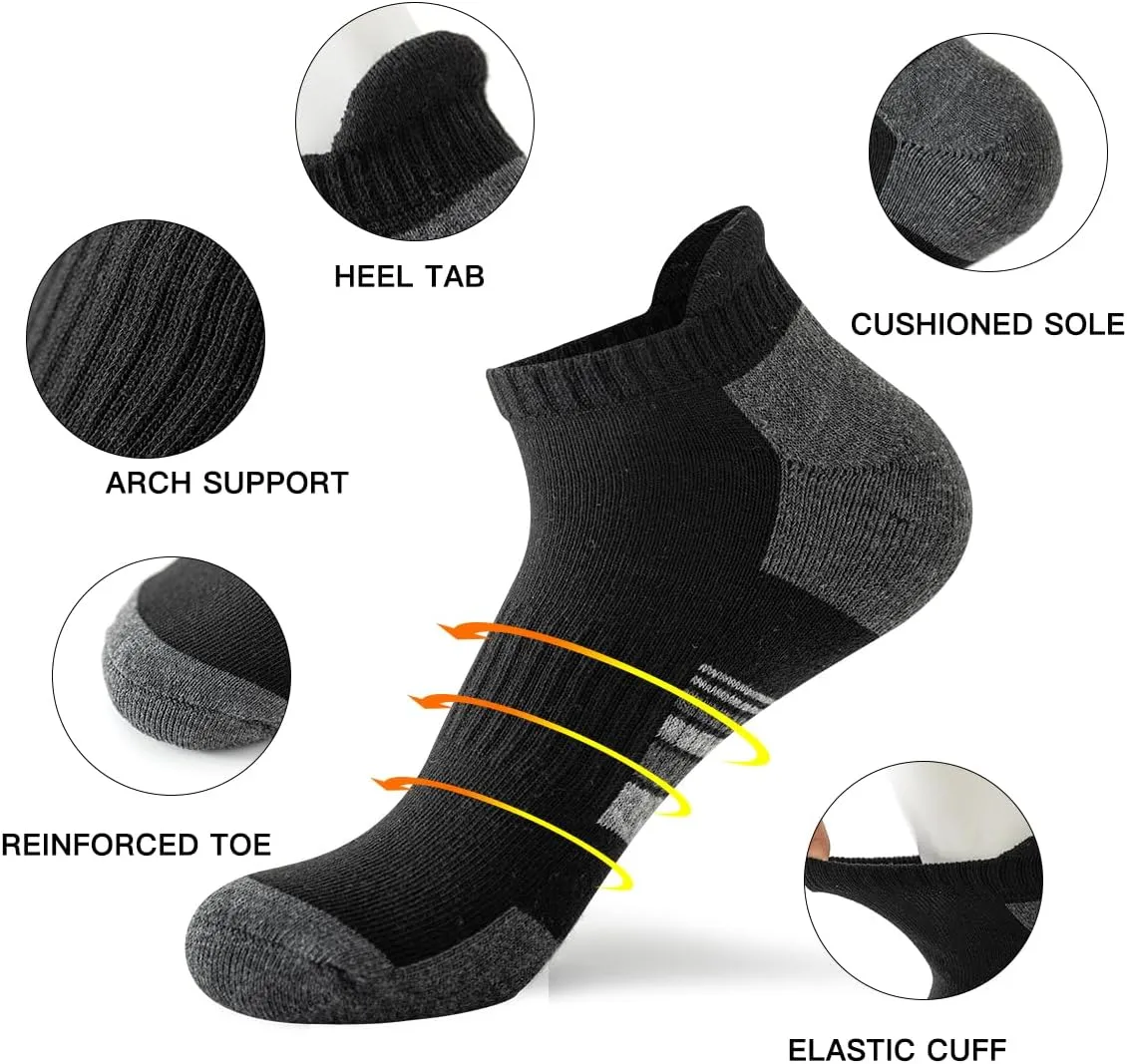 JOYNÉE 10 Pairs Mens athletic ankle socks running low cut socks for men with Tab