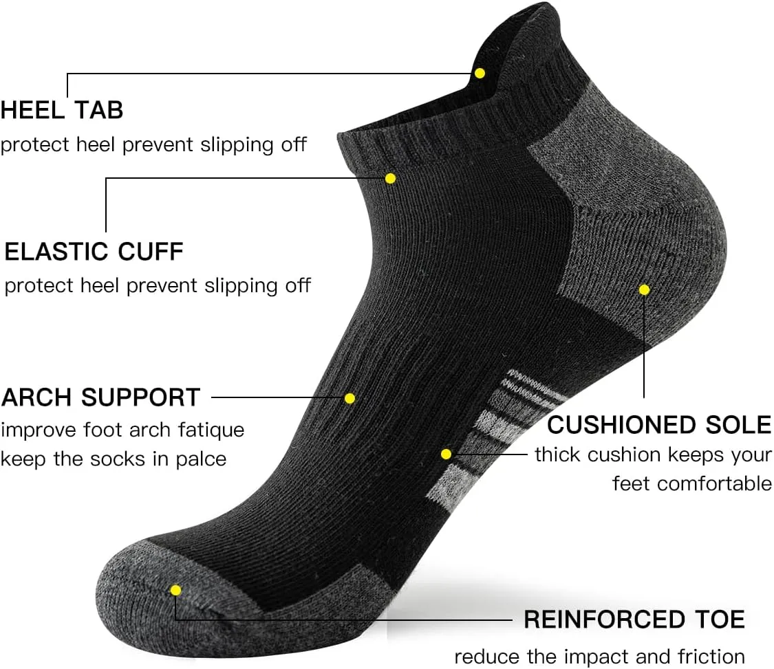 JOYNÉE 10 Pairs Mens athletic ankle socks running low cut socks for men with Tab