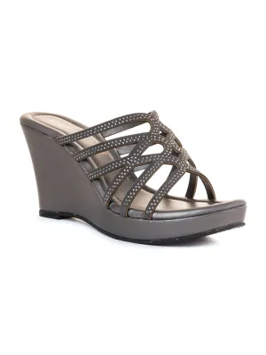 Khadim High Heel Wedge Mule Slip On Sandal for Women