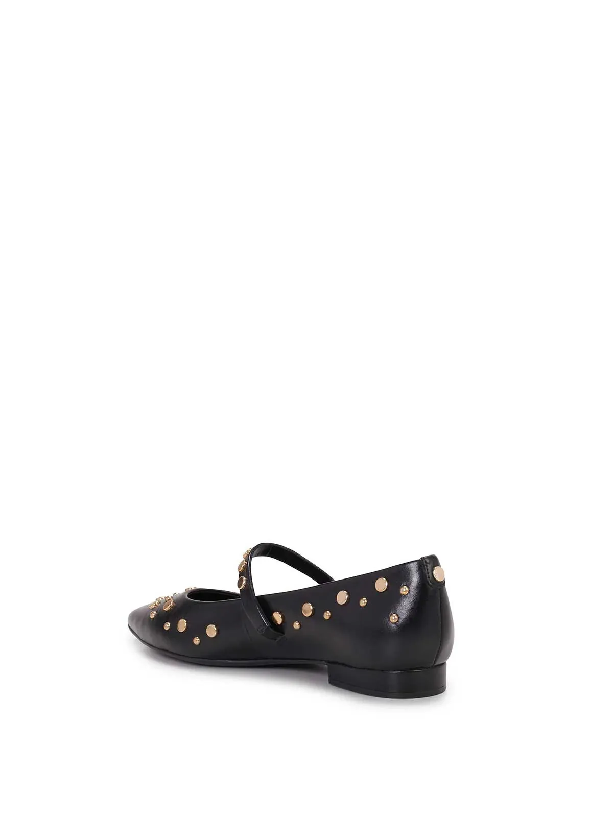 Kiann Pointed Toe Studded Flat in Black