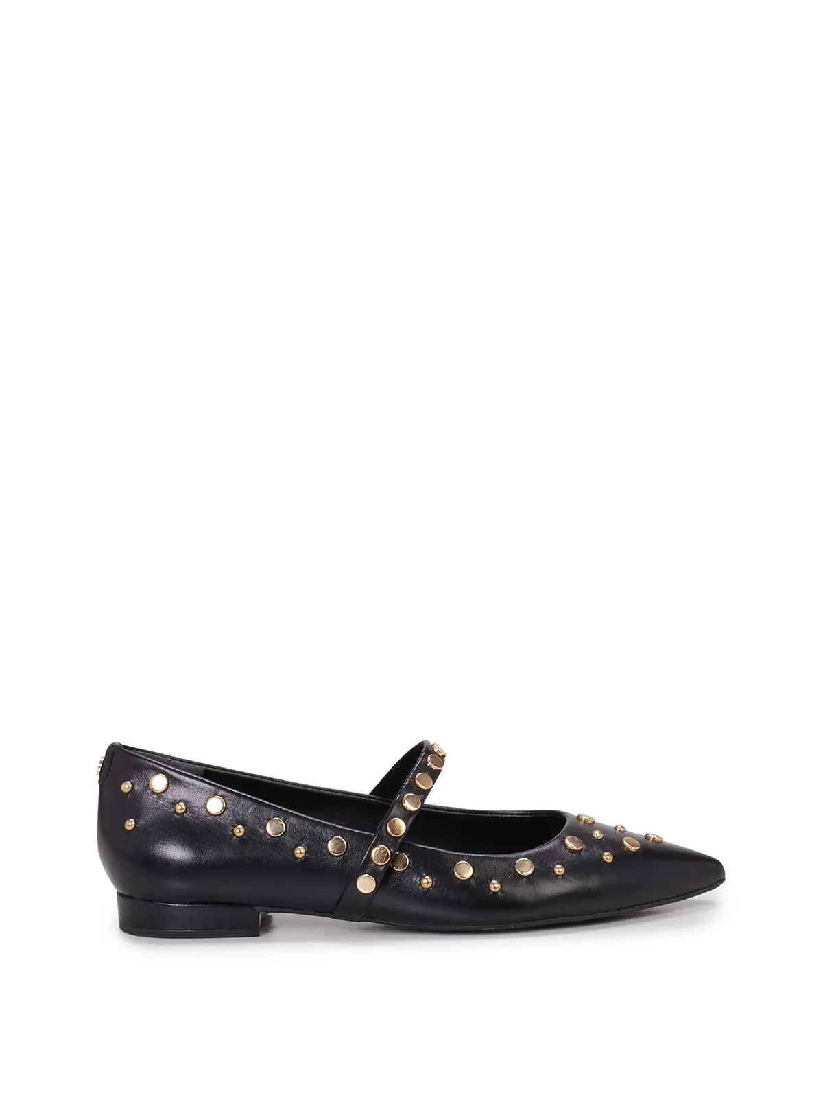 Kiann Pointed Toe Studded Flat in Black