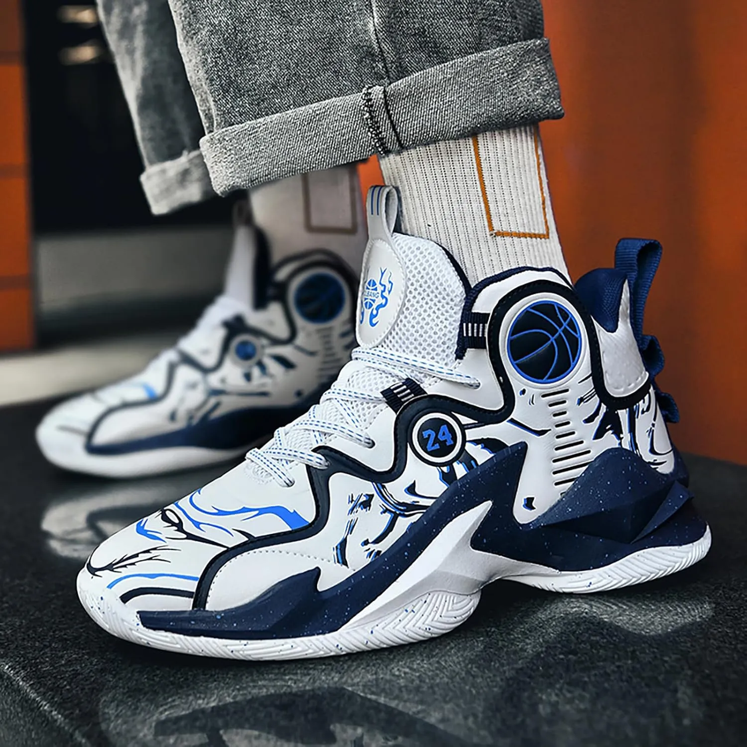 Kids Basketball Shoes High Top Youth Fashion Sneakers Girls Casual Sports Basketball Shoes Breathable Comfortable Boys Sneakers for Big Kids