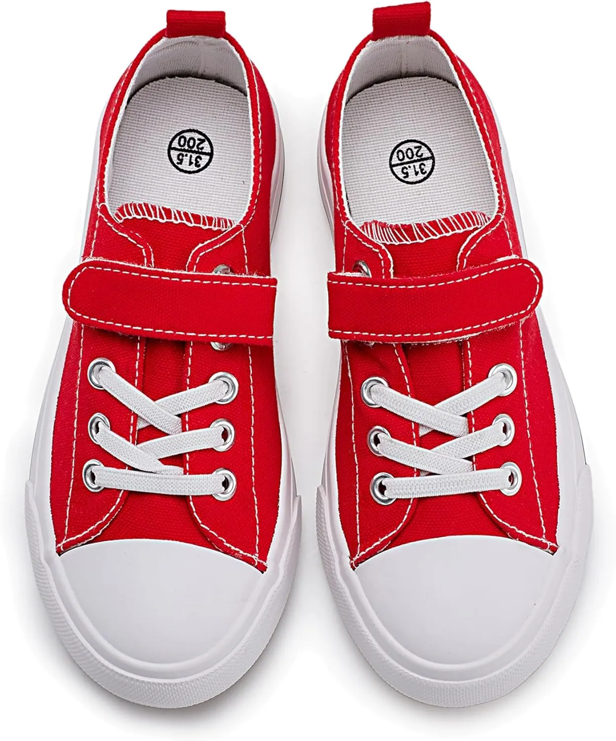 Kids Canvas Sneakers for Boys Girls Lace-up Canvas Shoes Low Top Toddler Walking Shoes Casual Lightweight Adjustable Strap Big Kid Running Sneakers