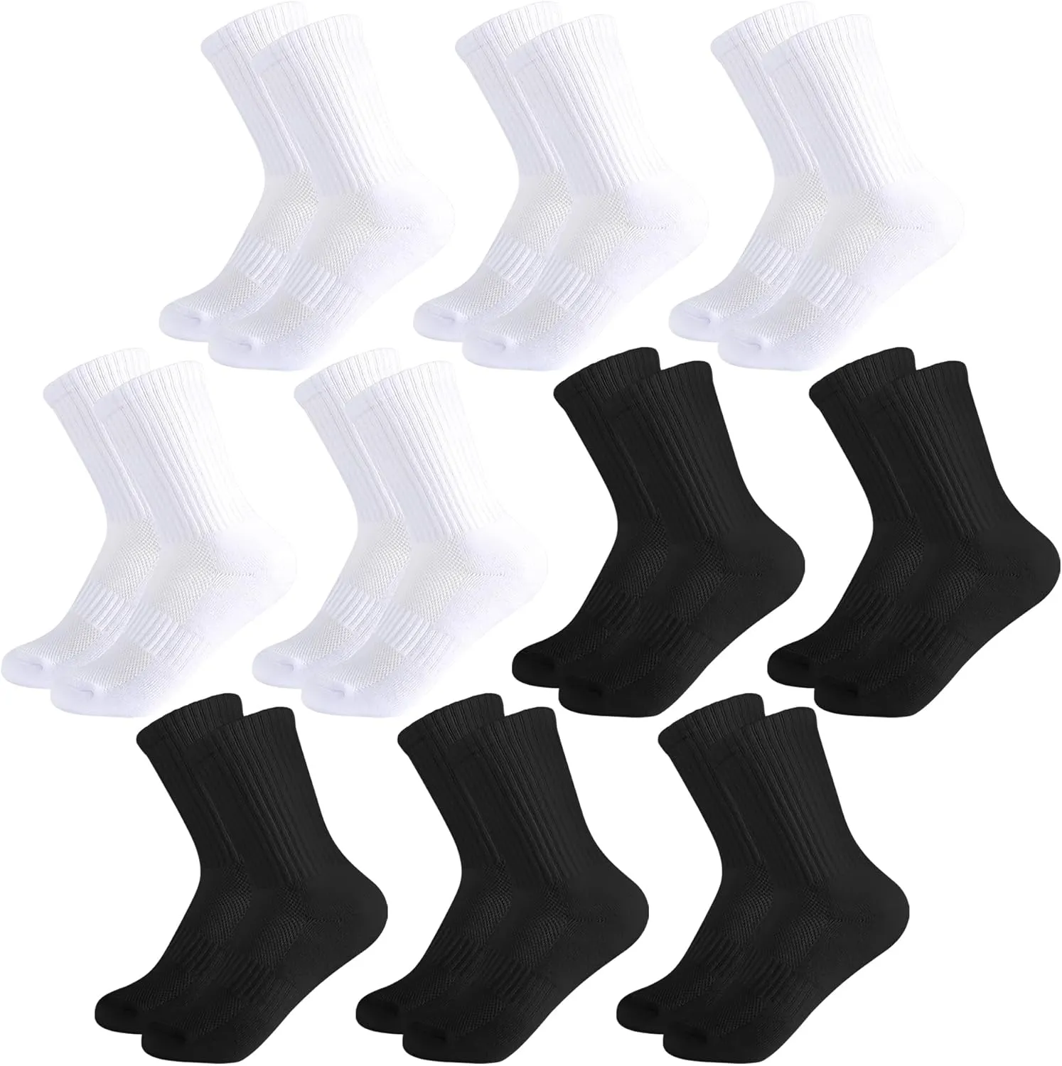 Kids Crew Socks Girls Cushioned Athletic Socks Boys Cotton Breathable Dress Socks Sports School Uniform Youth