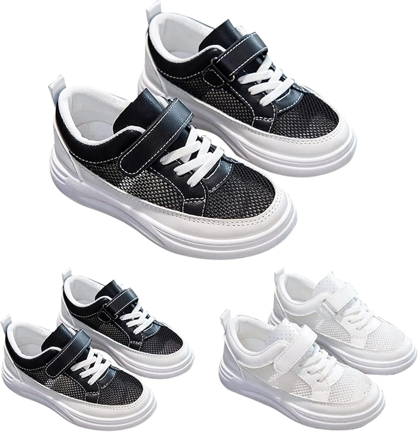 Kids Mesh Breathable Sneakers Hook Loop Lace Ankle Running Casual Non Slip Sport Shoes Youth Childrens Lightweight