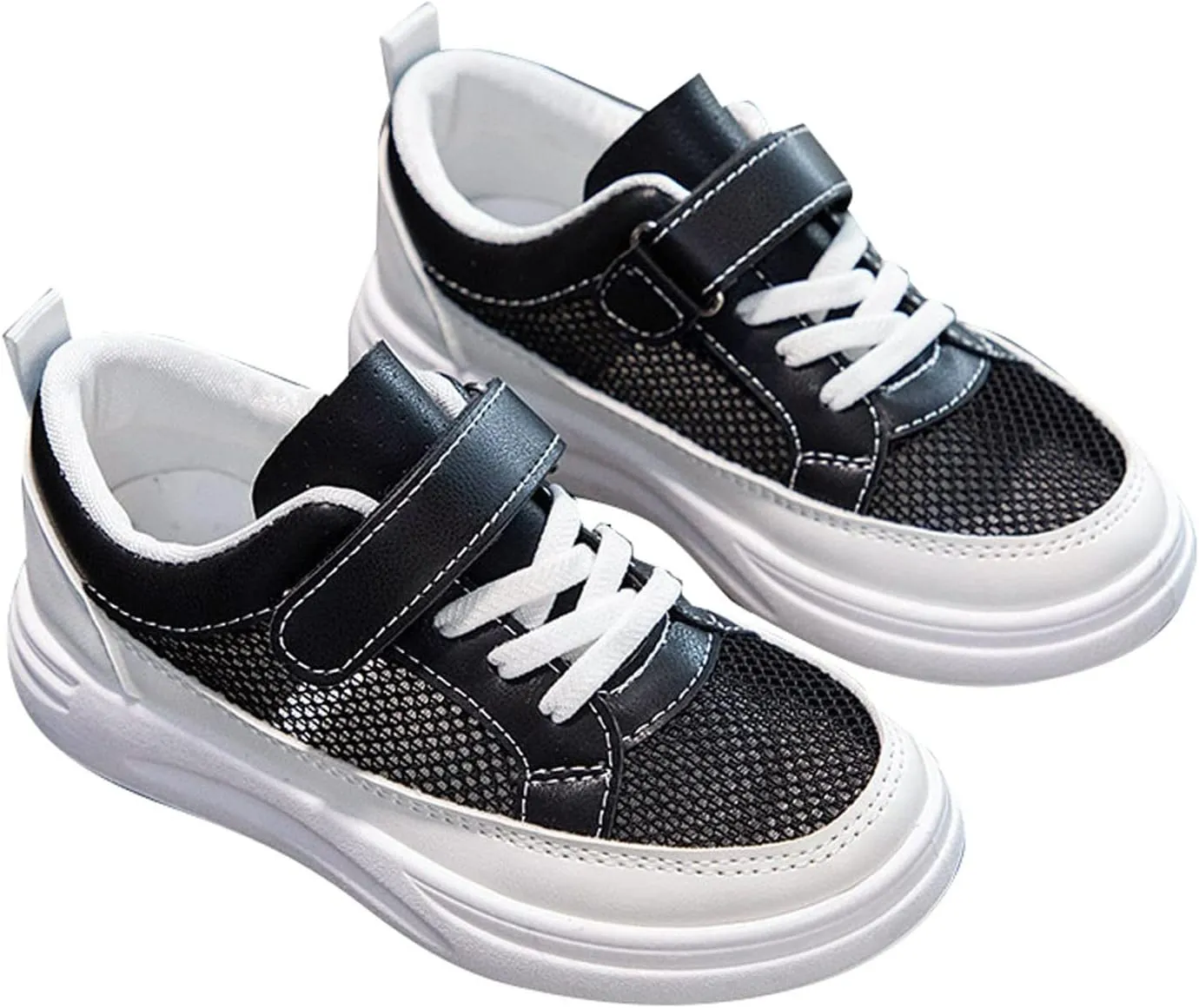 Kids Mesh Breathable Sneakers Hook Loop Lace Ankle Running Casual Non Slip Sport Shoes Youth Childrens Lightweight