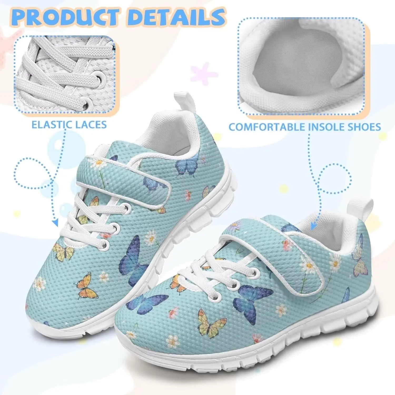 Kids Shoes for Boys Girls Lightweight Strap Sneakers with Single Buckle Slip On Tennis Shoes Running Sneakers