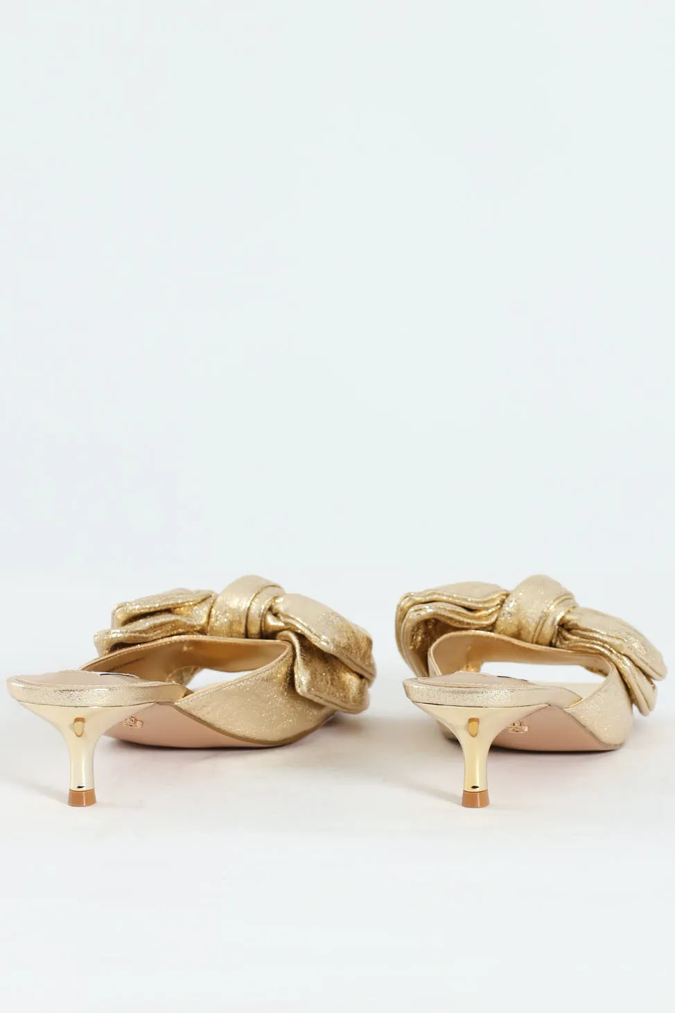 Kit Slip On Bow Mule Kitten Heel - Gold