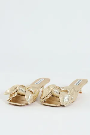 Kit Slip On Bow Mule Kitten Heel - Gold