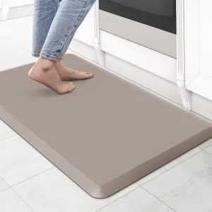 KitchenClouds Kitchen Mat Cushioned Anti Fatigue Rug 17.3"x28" Waterproof Non Slip Standing Desk Mat Comfort Floor Mats for Kitchen House Sink Office (Khaki)