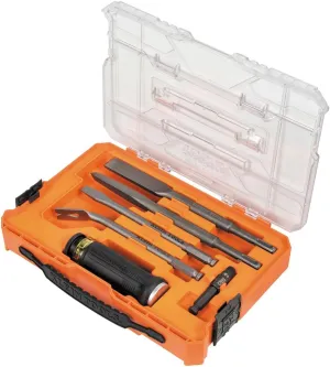 Klein Tools 32755SD SDS Plus Hammer Drill and Chisel Bit Set, Flat Chisel and Bull Point Tips, Use with Rotary Hammer Drills and Handheld Pry Bars, 6-Piece