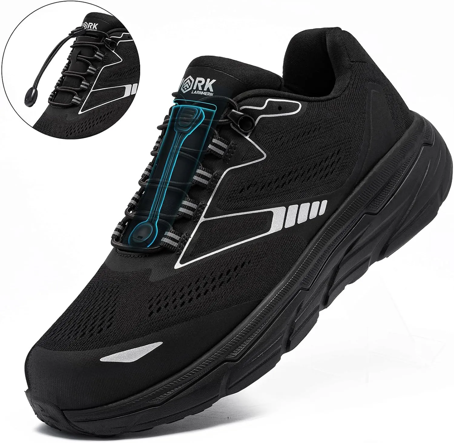 LARNMERN Steel Toe Shoes for Men Lightweight Comfortable Work Sneakers Safety Toe Shoes Slip Resistant Running Shoe