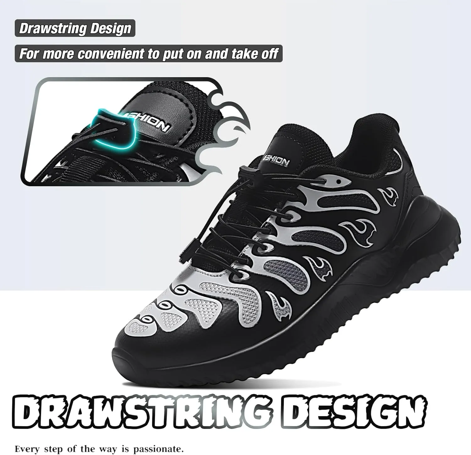 Littleplum Boys Running Shoes Slip On Kids Sneakers Mesh Tennis Shoes Lightweight Breathable for Athletic Gym School Sport