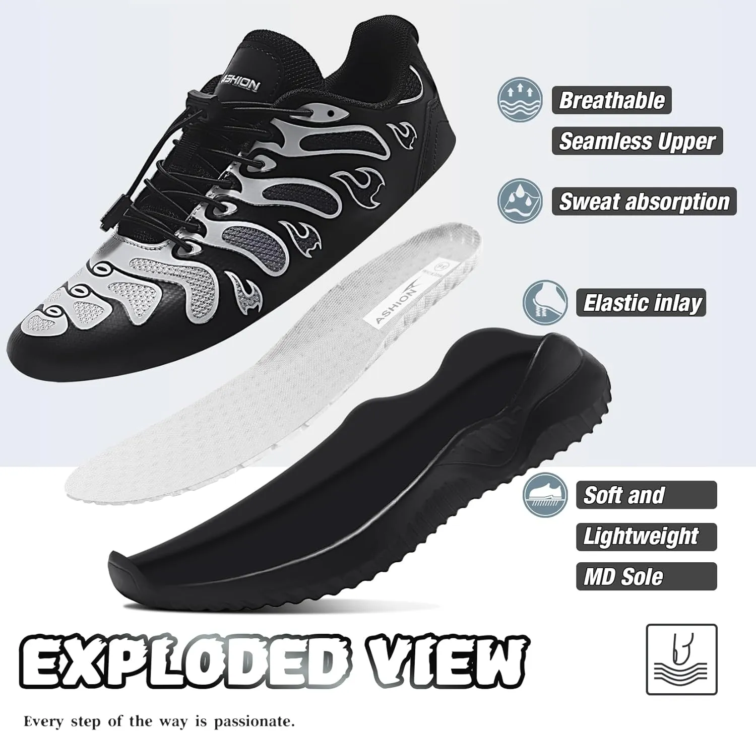Littleplum Boys Running Shoes Slip On Kids Sneakers Mesh Tennis Shoes Lightweight Breathable for Athletic Gym School Sport