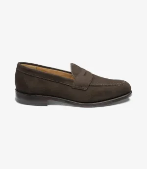 LOAKE IMPERIAL DARK BROWN SUEDE LOAFER LEATHER SOLE F-MEDIUM