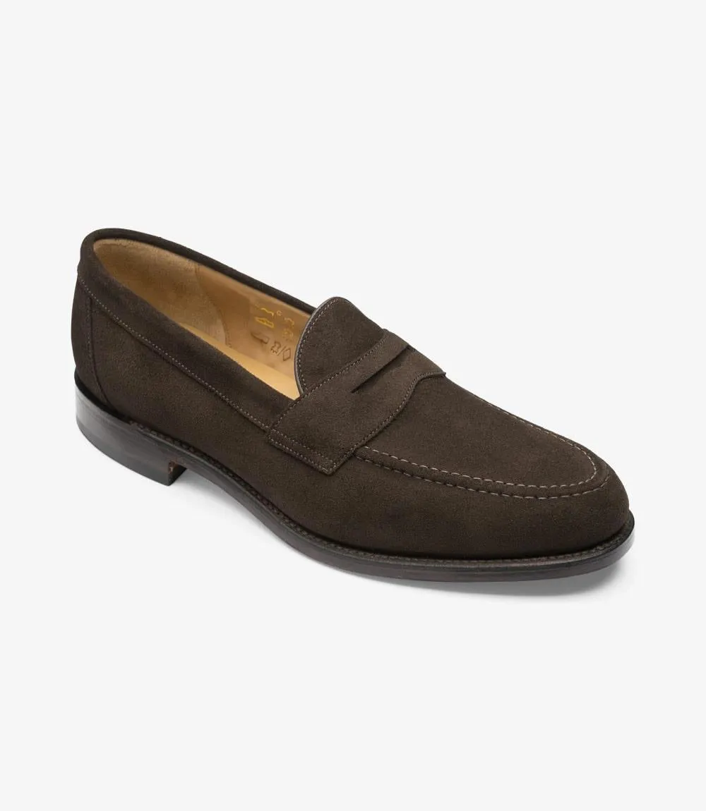 LOAKE IMPERIAL DARK BROWN SUEDE LOAFER LEATHER SOLE F-MEDIUM