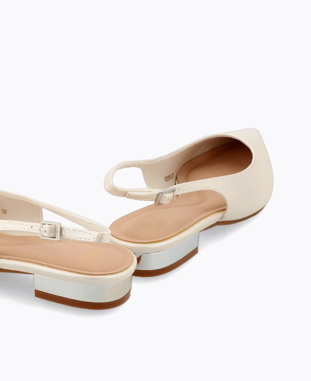 Lucia Slingback Flat Pumps - Pearl White