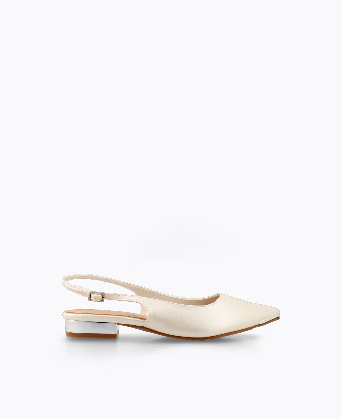 Lucia Slingback Flat Pumps - Pearl White