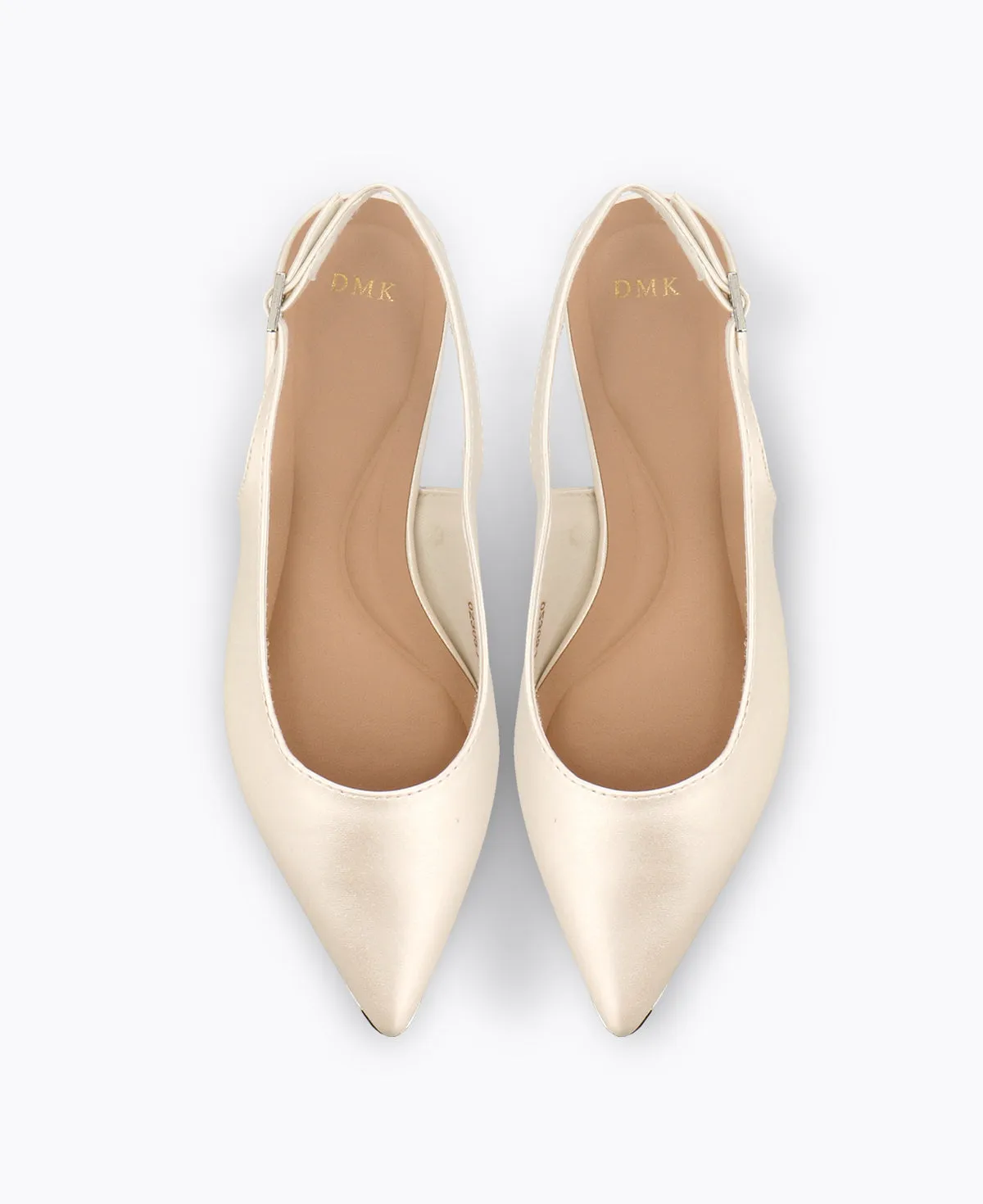 Lucia Slingback Flat Pumps - Pearl White
