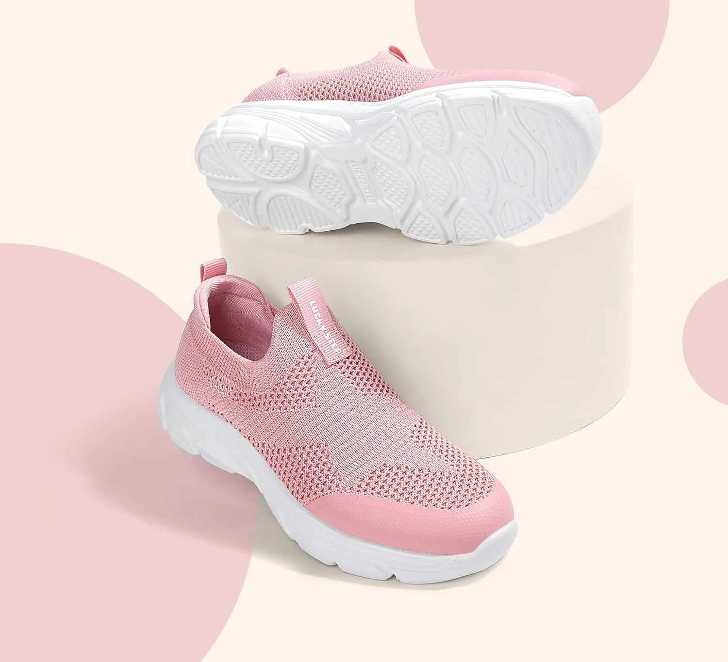 LUCKY STEP Boys Girls Slip On Sneakers Breathable Mesh Walking Shoes Lightweight Casual Running Athletic for Little Kids