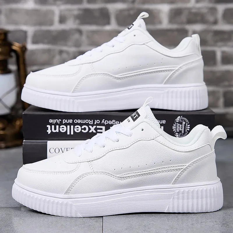 LuxeLite Breathable White Lace-Up Sneakers for Women