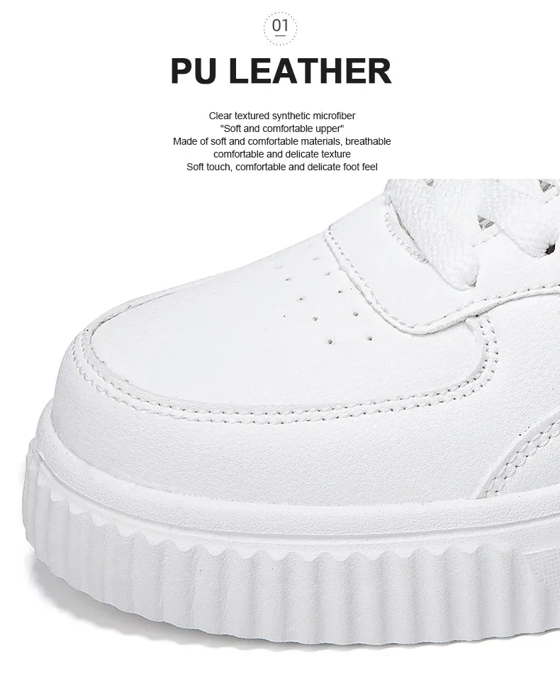 LuxeLite Breathable White Lace-Up Sneakers for Women