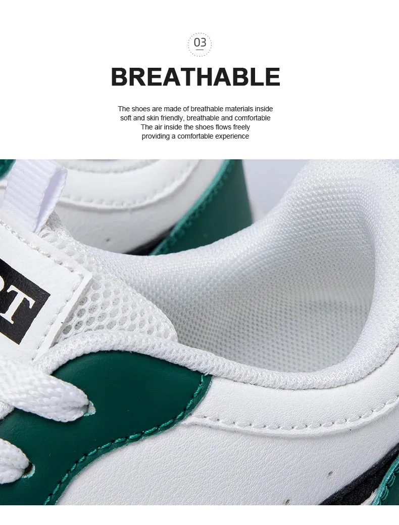 LuxeLite Breathable White Lace-Up Sneakers for Women
