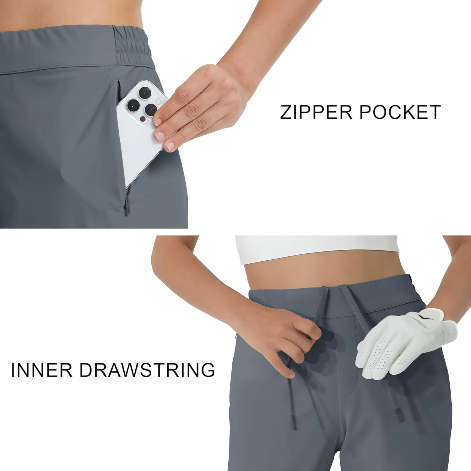 M MAELREG Women's Golf Pants with Zip Pockets 7/8 Ankle Stretch Lightweight Sweatpants for Athletic Hiking Travel Work Lounge