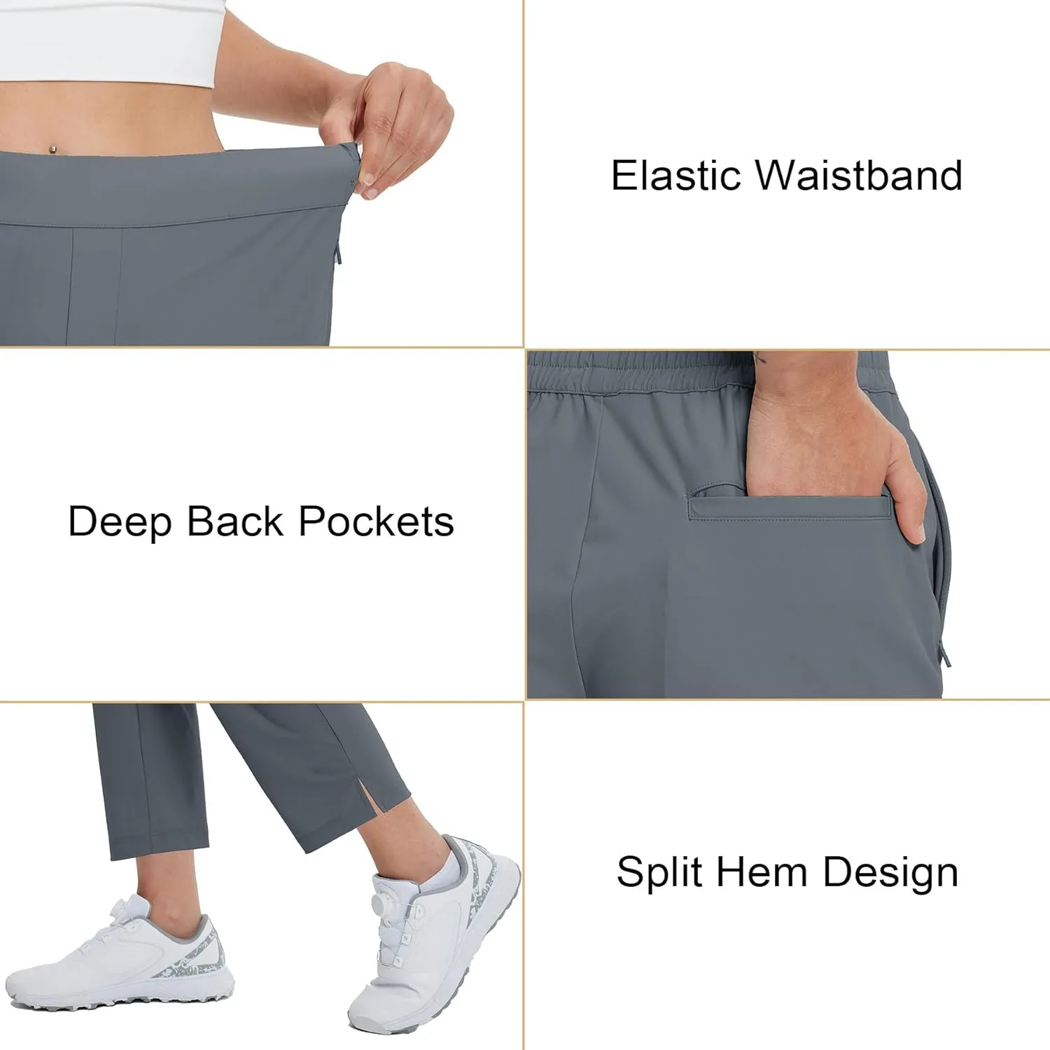 M MAELREG Women's Golf Pants with Zip Pockets 7/8 Ankle Stretch Lightweight Sweatpants for Athletic Hiking Travel Work Lounge