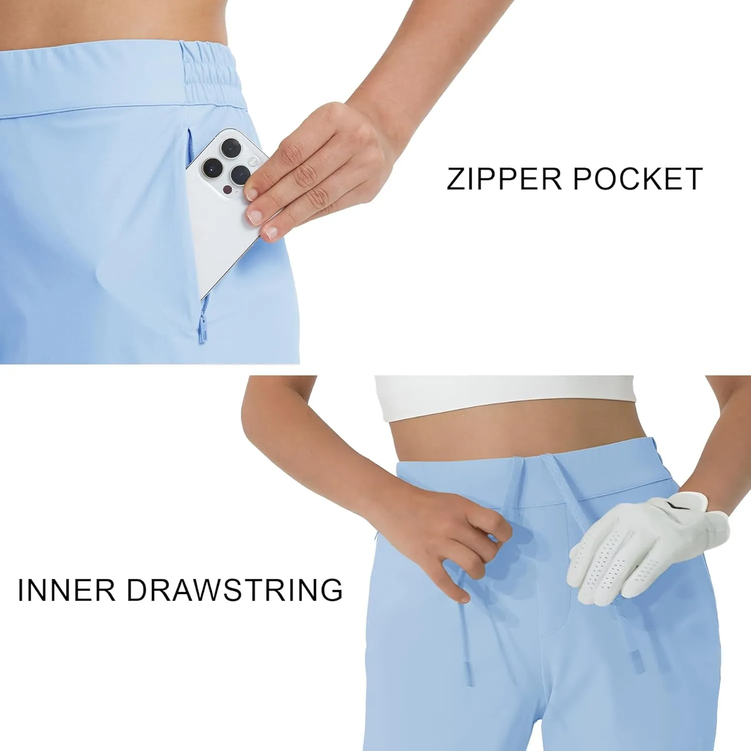 M MAELREG Women's Golf Pants with Zip Pockets 7/8 Ankle Stretch Lightweight Sweatpants for Athletic Hiking Travel Work Lounge