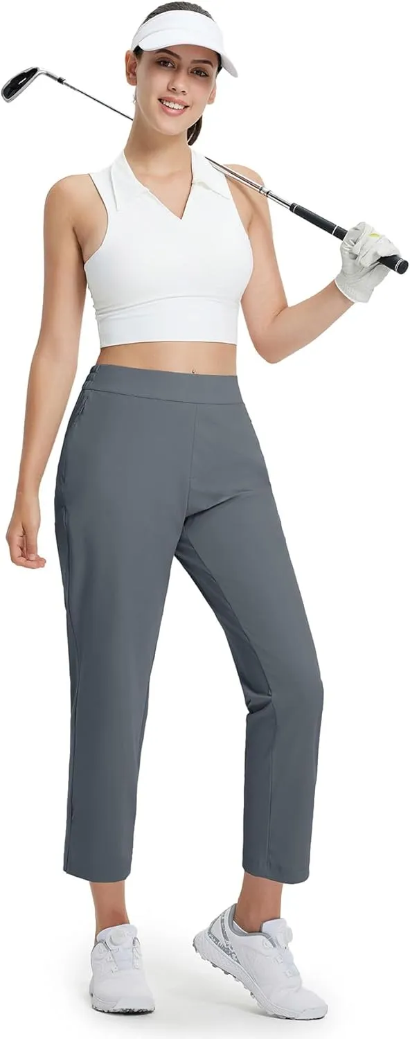 M MAELREG Women's Golf Pants with Zip Pockets 7/8 Ankle Stretch Lightweight Sweatpants for Athletic Hiking Travel Work Lounge