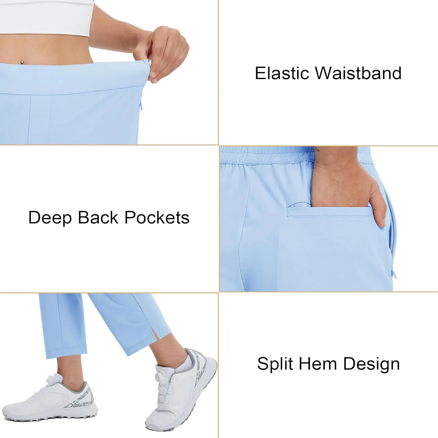 M MAELREG Women's Golf Pants with Zip Pockets 7/8 Ankle Stretch Lightweight Sweatpants for Athletic Hiking Travel Work Lounge