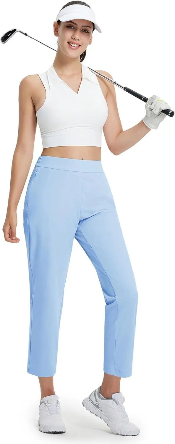 M MAELREG Women's Golf Pants with Zip Pockets 7/8 Ankle Stretch Lightweight Sweatpants for Athletic Hiking Travel Work Lounge