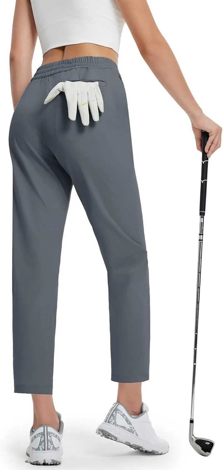 M MAELREG Women's Golf Pants with Zip Pockets 7/8 Ankle Stretch Lightweight Sweatpants for Athletic Hiking Travel Work Lounge