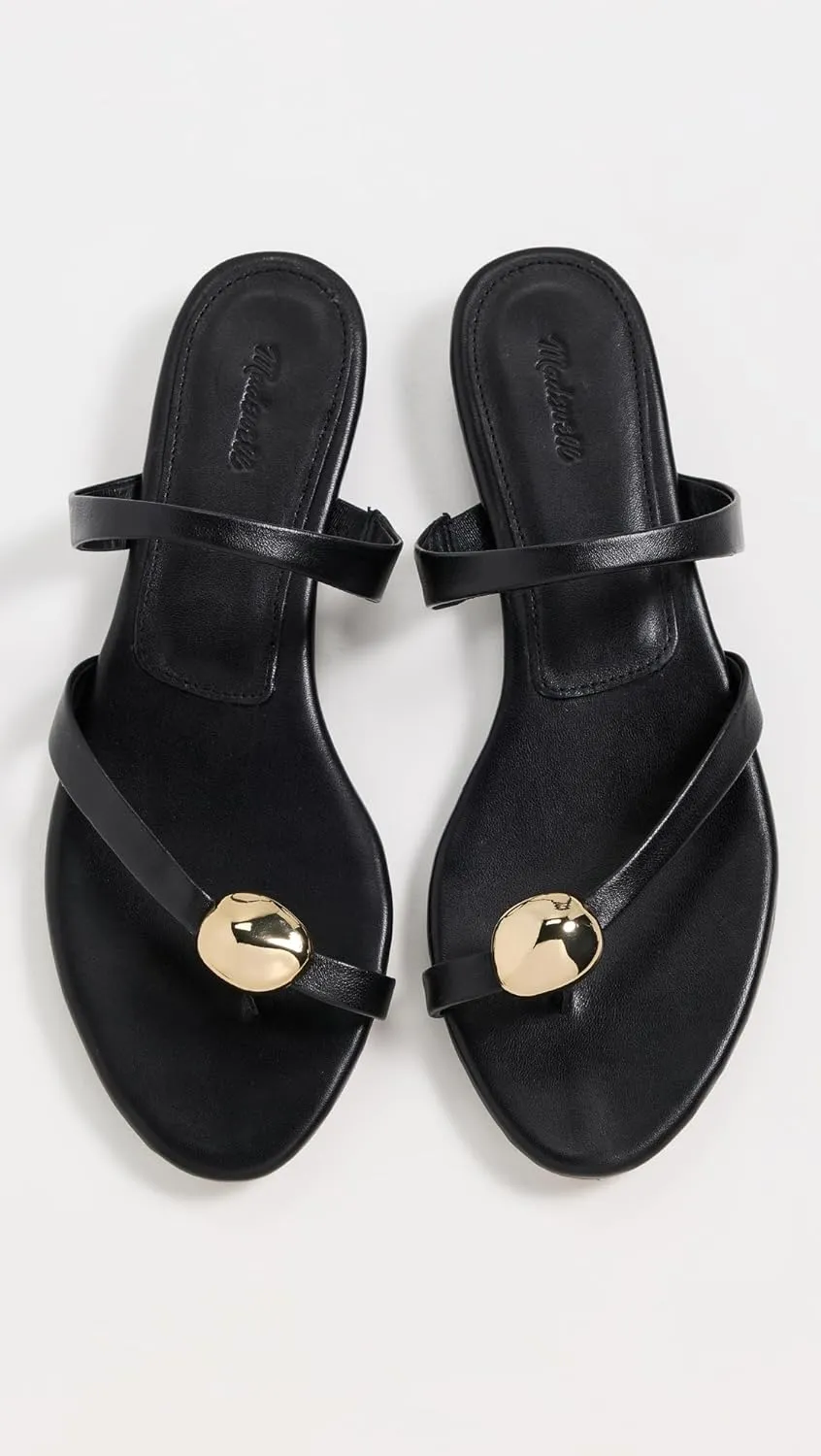 Madewell Women's The Mila Organic Hardware Thong Slide Sandals in Leather