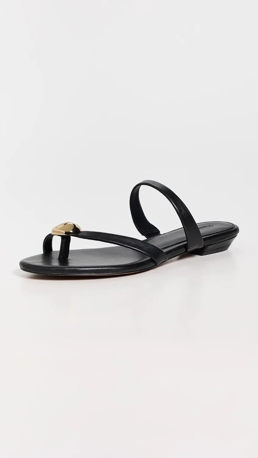 Madewell Women's The Mila Organic Hardware Thong Slide Sandals in Leather