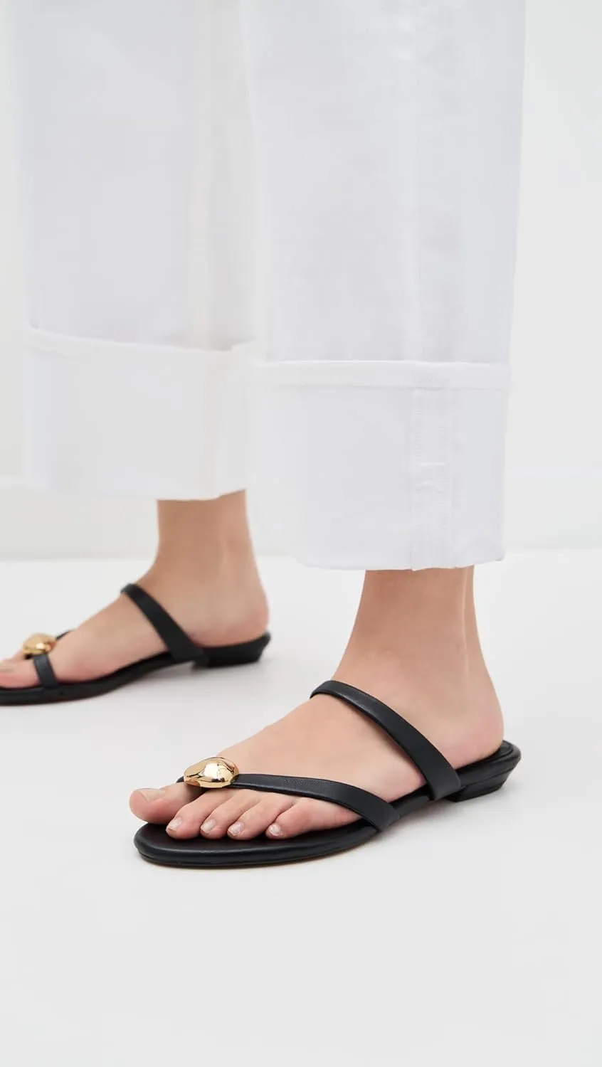 Madewell Women's The Mila Organic Hardware Thong Slide Sandals in Leather