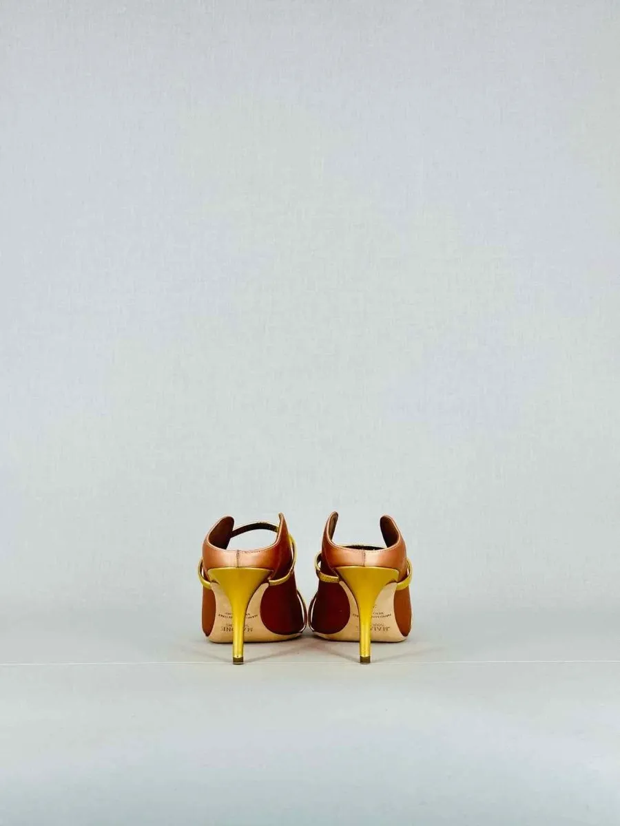 MALONE SOULIERS Maureen Peach & Gold Mules 38.5