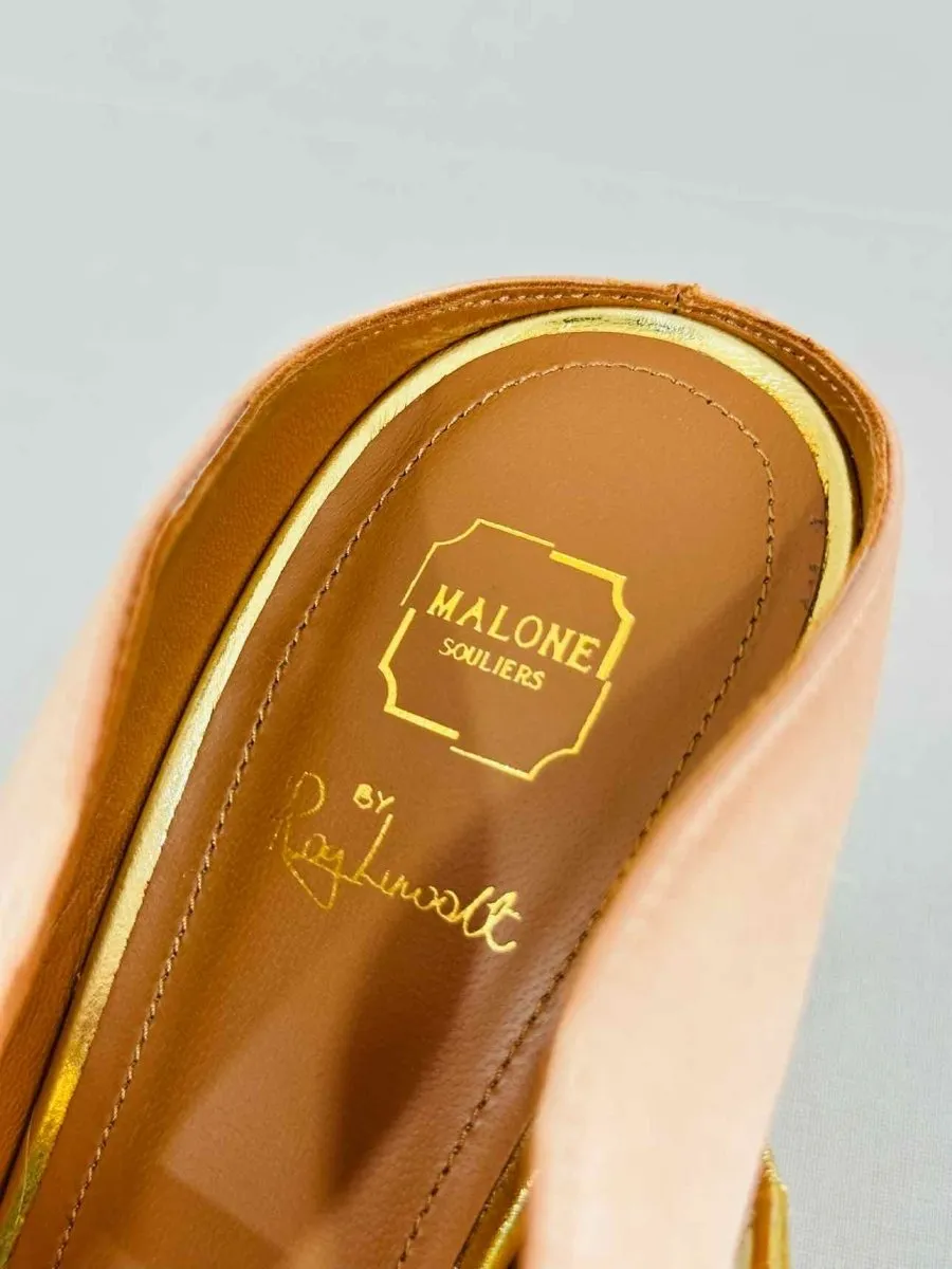 MALONE SOULIERS Maureen Peach & Gold Mules 38.5