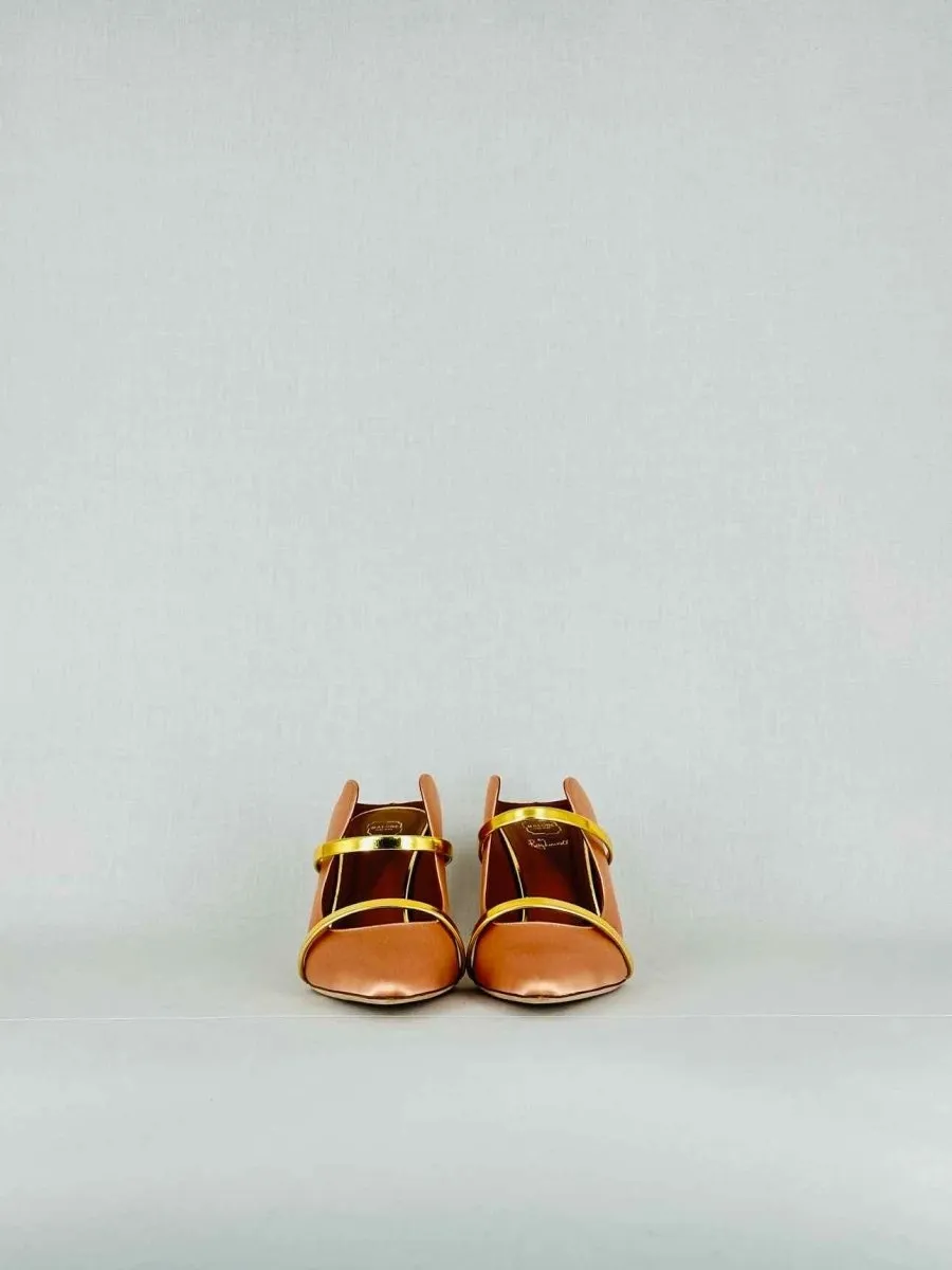 MALONE SOULIERS Maureen Peach & Gold Mules 38.5