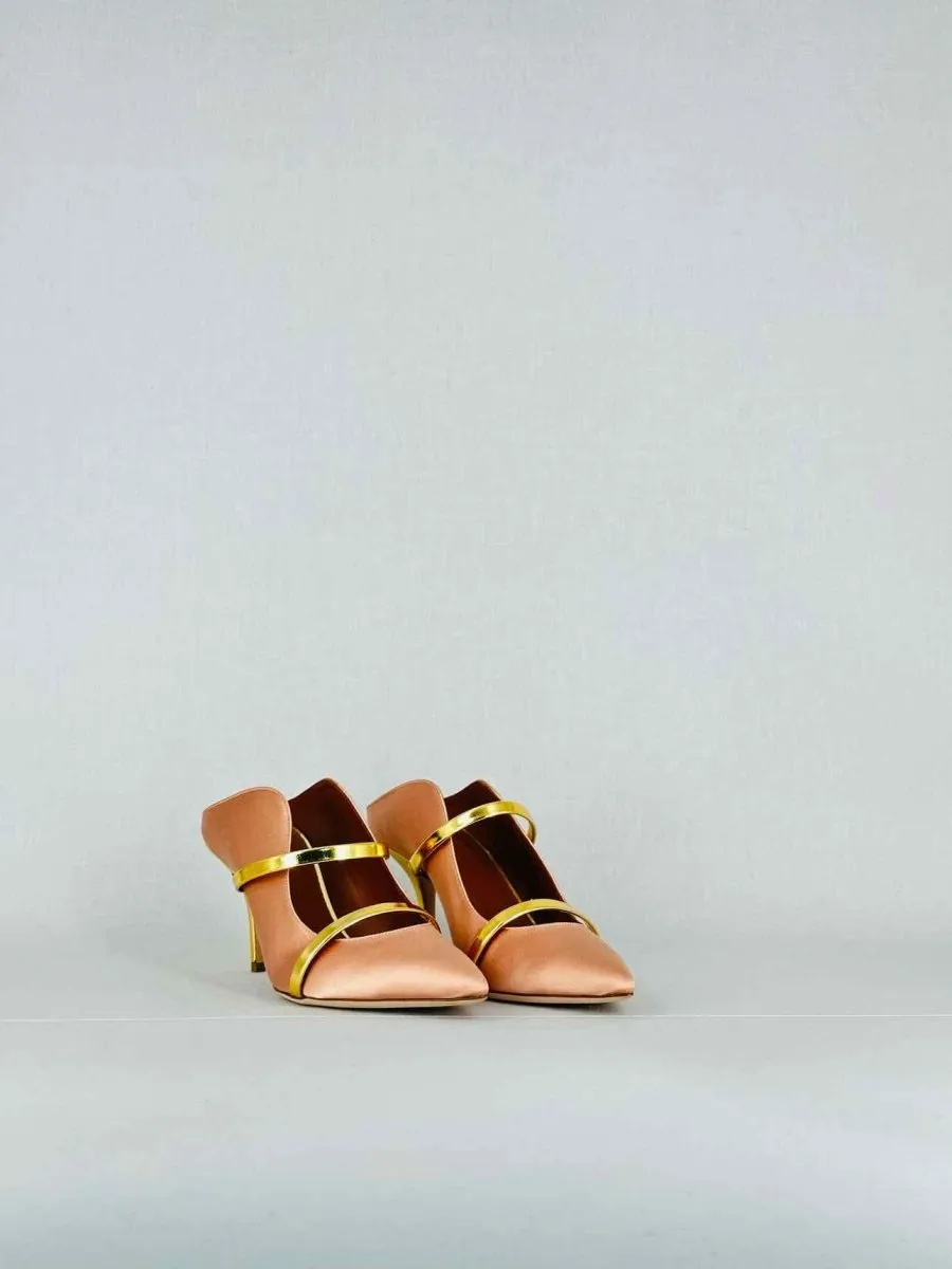 MALONE SOULIERS Maureen Peach & Gold Mules 38.5