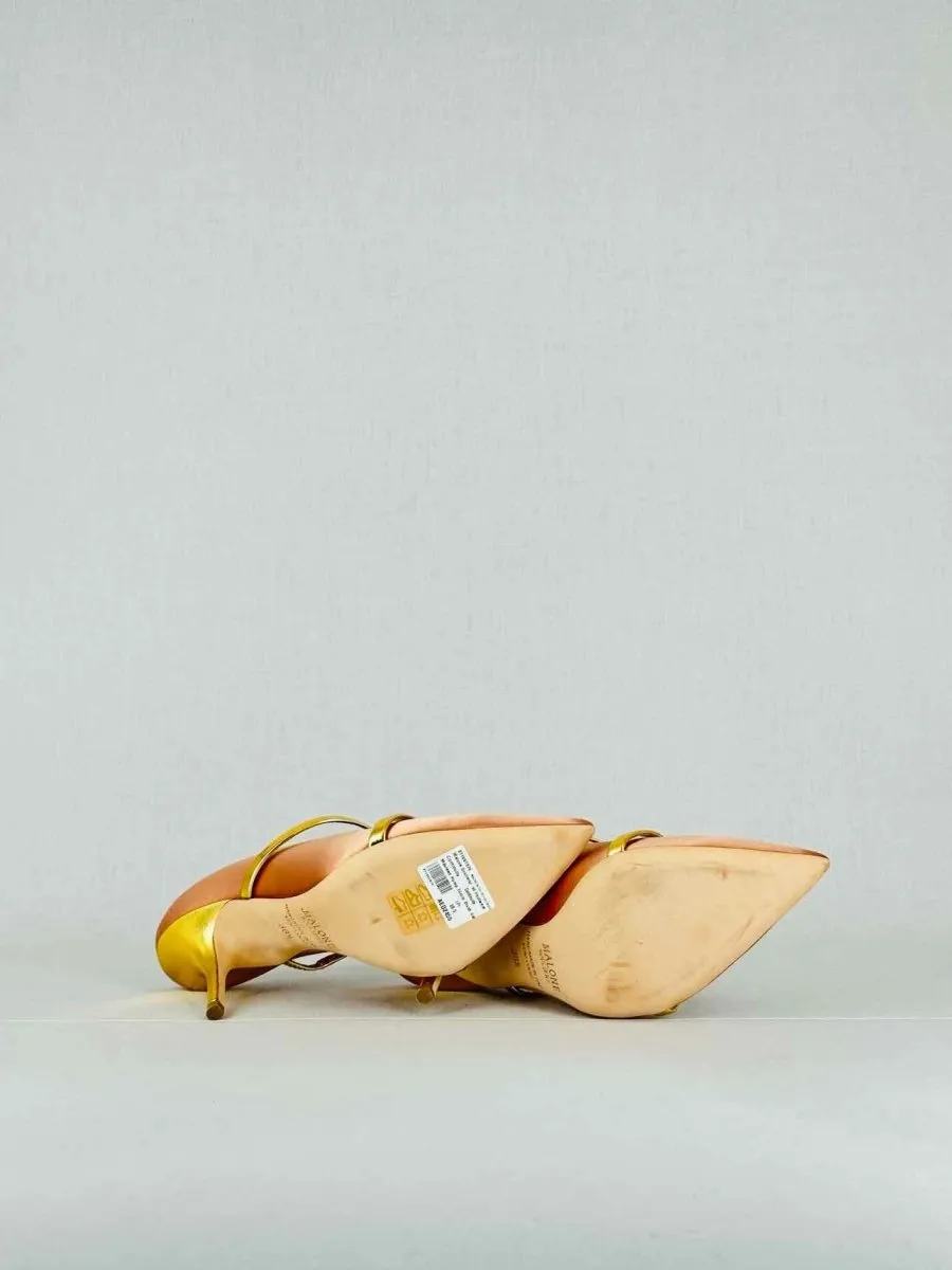 MALONE SOULIERS Maureen Peach & Gold Mules 38.5