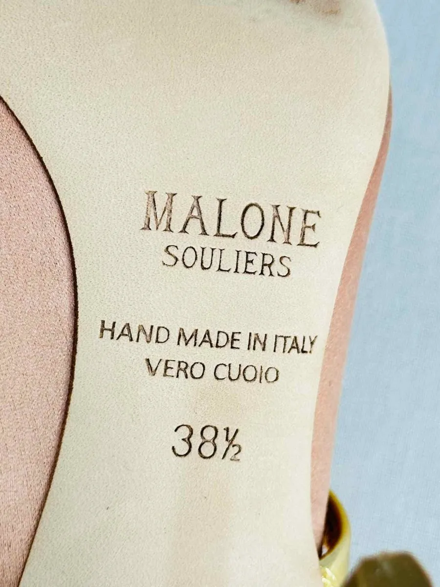 MALONE SOULIERS Maureen Peach & Gold Mules 38.5
