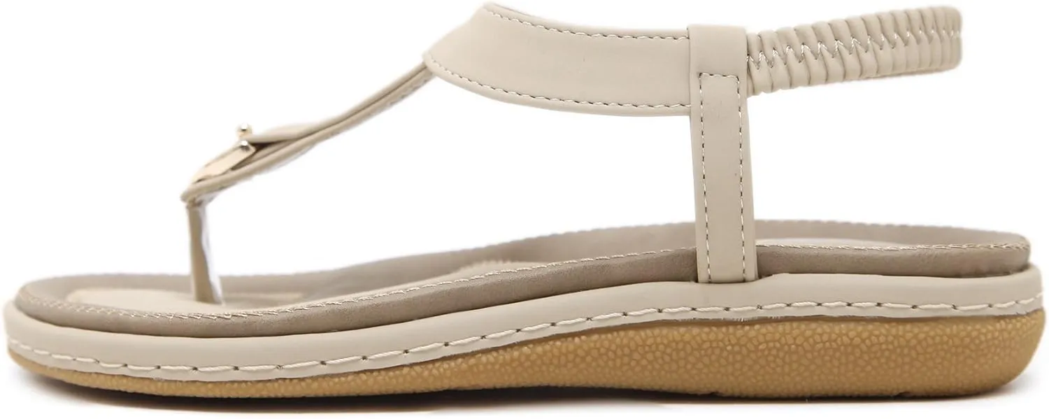 Meeshine Women's Bohemia Flip Flops Summer Beach T-Strap Flat Sandals Comfort Walking Shoes