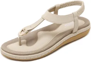 Meeshine Women's Bohemia Flip Flops Summer Beach T-Strap Flat Sandals Comfort Walking Shoes
