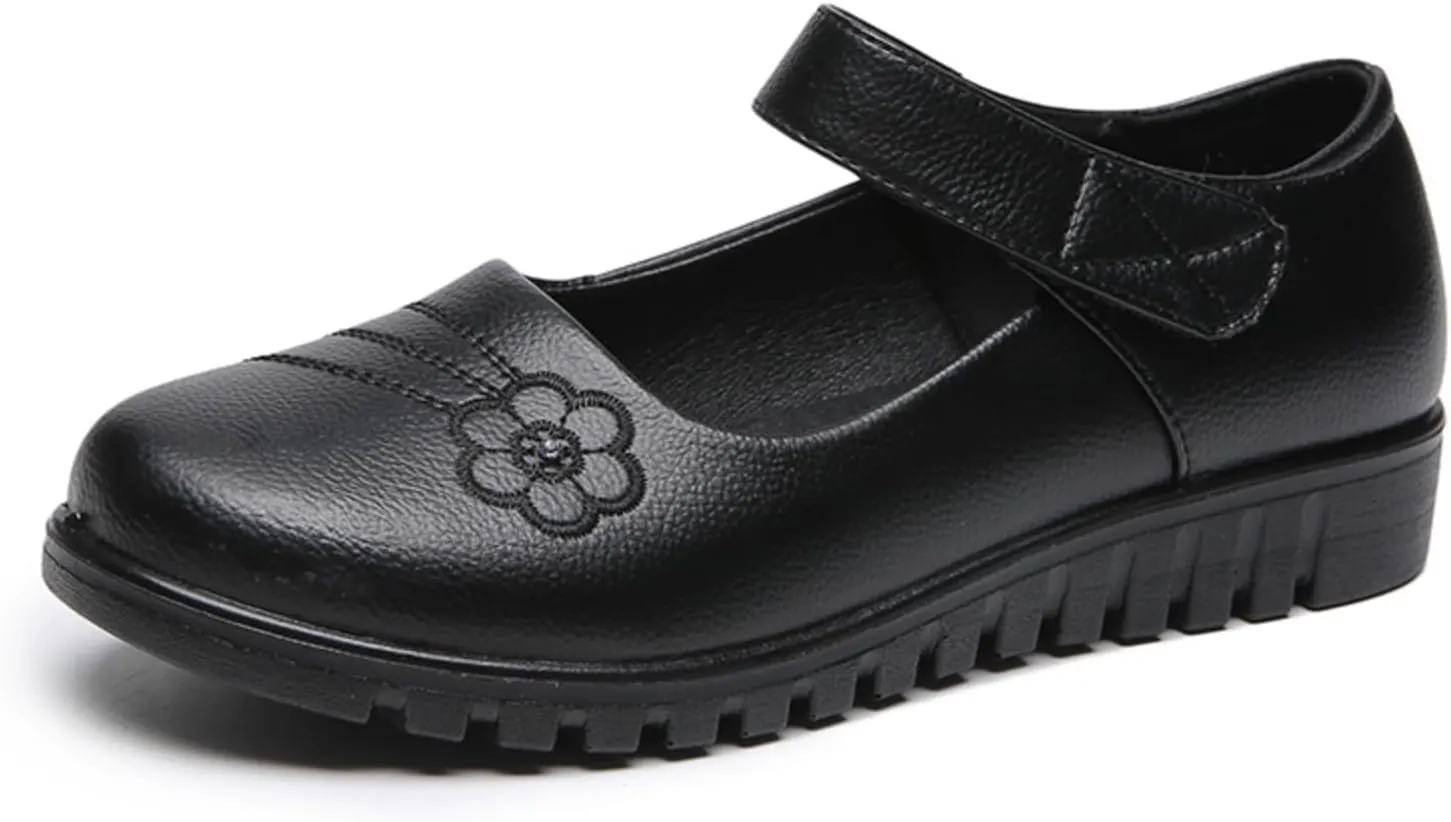 MEMON Women's Mary Jane Flats,Comfort Casual Slip On Loafers,Black Round Toe Low Heel Walking Shoes