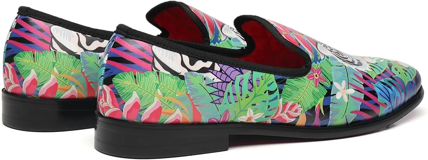 Men Loafers Smoking Colorful Tiger Head Prom Homecoming Wedding Party Shoes